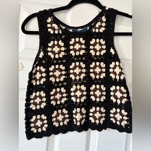 Shore Black and Brown Crochet Vest